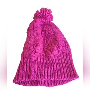 Hot Pink Winter Pom Pom Beanie Hat OS